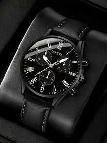 3PCS Men's Fashion Casual Simple Handsome Watch Sunglasses Wallet - Black - View 5