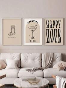 1 pieza Póster de arte de pared con alcohol, impresión en lienzo, arte de pared con brindis, impresiones de bebidas, impresiones de bar, decoración de pared de bar carrito, póster de hora feliz, decoración minimalista para sala de estar, dormitorio, cocina, bar, sin marco