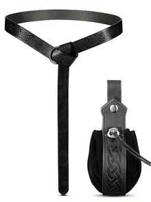 2PCS Renaissance Belt Special Costume Accessories Set Medieval Knight Belt Viking Scabbard Retro Small Package Costume Props - A - View 5