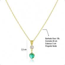 Gold Semi-Jewelry Kit Green Heart Necklace Bracelet - Elegance, Shine And A Romantic Touch In A Single Set! - 綠色 - 查看 5