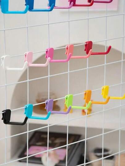 (10PCS) Short Gridwall Hooks Shelf Display Rack,Sturdy Grid Wall Accessories, Reusable Decorative Utility Hooks Barbed Wire Storage Strong Hook Non-Punching Hooks For Hanging Keychain Pendant