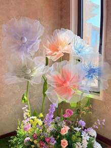 1PC 27.55 Inch Artificial Poppy Flowers, Artificial Flowers, High Quality Mesh Material, DIY Wedding Scene Decoration, Birthday Party Bedroom Living Room Flower Art, Outdoor Garden Balcony Decoration, Shopping Mall Window Decoration, Mother's Day, Birthday Graduation Gift Decoration