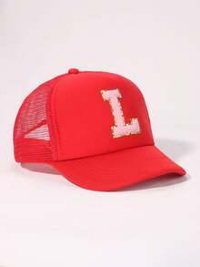1 pieza Gorra de béisbol de ala suave rosa para bebé y niño pequeño, elegante y versátil, apta para niños y niñas, para salidas diarias de verano, gorras con visera - Rojo - Ver 71