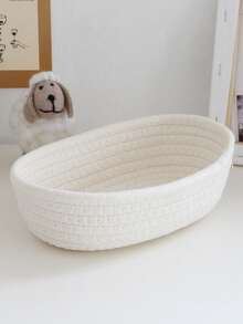 Oval Storage Basket, Solid Color Simple Style, Suitable For Living Room Desktop, Snacks, Fruits, Toy Storage, Entrance, Bathroom, Home Decoration, Can Store Cosmetics, Perfume, Glasses, Sunglasses, Photo Frames, Holiday Gift Basket (3 Pieces = S + M + L) Can Be Used As Valentine's Day Gifts - Beige - View 7