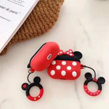Disney 1 Pc Cute Minnie Mouse & Mickey Mouse Design Silicone Protective Case Compatible With AirPods Pro 2 Wireless Bluetooth Earphones