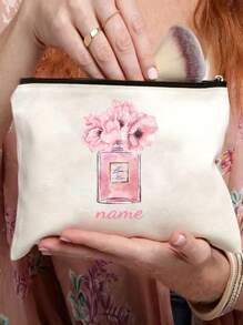 Sac cosmétique avec motif parfum personnalisé - Trousse de toilette personnalisée pour femmes, cadeau de Noël parfait pour maman, professeure, fille - Organisateur de voyage léger et élégant avec fermeture éclair