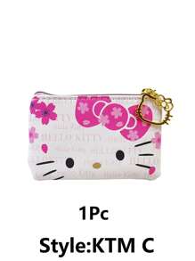 Sanrio 1Pc Hello Kittys Coin Purse Cute Cartoon With KT Cat Character Zipper Design Storage Bag Gift(Some Parts May Be Random)