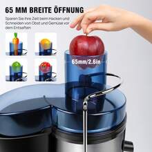 Vandise Juicer Machines, Cold Press Juicer, Whole Fruit And Vegetables With 2-Speed Setting, 3-Inch Wide Mouth Food Chute, Upgraded Version 1000W Motor Quick Juicing, 500ML Juice Cup Centrifugal Juicer Extractor Fruit And Vegetable Wide Feed Trough - 查看 5