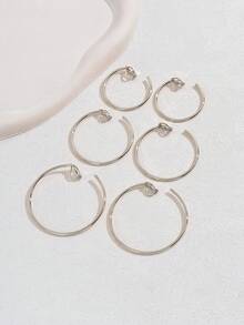 3 对女士简约金属圈耳夹，适合约会、度假、派对、新年、情人节礼物的多功能配饰