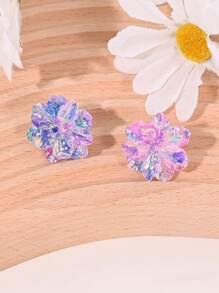 4 Peças Brincos de Botão Florais Lindos, Presentes de Joias de Estilo de Férias para Mulheres, Adequado para Uso Diário e Festas