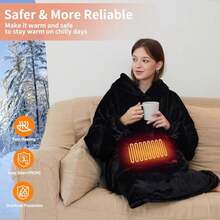 Askyli Wearable Heated Blanket Hoodie USB Heated Oversized Hooded Blanket Adult 3 Heat Settings Overheat Protection Cozy Warm Heated Hoodie Blanket Sweatshirt For Women With Sleeves And Giant Pocket - as pic - View 7
