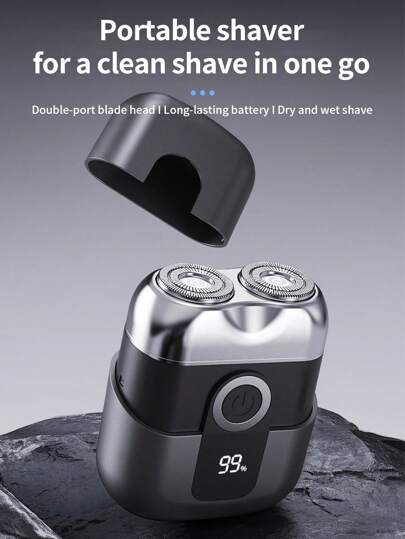 Portable Travel Rechargeable Shaver For Men Essential Facial Shaver For Home Hotel Outdoor Use Mini Electric Shaver Professional Removal Face Body Care Razor LED Screen Mini Rechargeable Double-Headed Electric Shaver,Father's Day Gift For Him, Dad Gifts 2025, Best Men's Grooming Kit