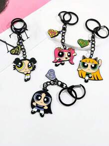 THE POWERPUFF GIRLS 2/3/4pcs Random Cartoon Policewoman Keychains, Cute Mini Figure Key Chain, Bag Charm, Car Decoration, Versatile Cartoon Keyring