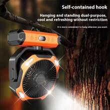 10800mAh Camping Fan With LED Light, 100-Gear Adjustable Wind Speed, Built-In Hook, Rechargeable Battery-Powered Outdoor Tent Fan With Timer, 5 Speeds USB Fan, Suitable For Outdoor Tent, Construction Site, Camping, Traveling, Holiday, Back To School, Halloween