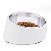 1Pc Pet Stainless Steel Double Bowl, Medium And Small Dog/Cat Melamine And Stainless Steel Food And Water Bowls, Anti-Spill Dual Pet Bowl Set, 2-In-1 Pet Bowl Cat And Dog Pet Feeding Bowl, 15-Degree Tilt, Anti-Choke, Anti-Whisker Fatigue Puppy Keep Dog Things Dog Accessories Dog Stuff