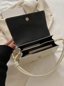 Bolso de hombro cuadrado de color sólido retro con solapa, bolso de axila simplista para mujeres, regalo ideal de Año Nuevo, bolso de negocios casual de moda para mujeres, perfecto para la oficina, los negocios y el trabajo
