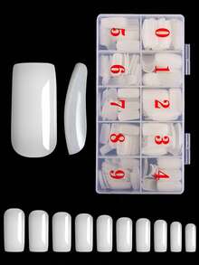 500 件法式指甲透明自然假半盖压合丙烯酸指甲混合尺寸假指甲 DIY 美甲延长工具 适合女士女孩指甲用品 - 自然 - 查看 11