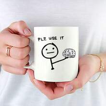 1 Pieza Taza de café de cerámica de 11 onzas con ilustración de "Por favor úsala" del cerebro, taza reutilizable con recubrimiento múltiple, apta para lavavajillas y microondas, taza de café con humor de uso múltiple, regalo portátil para la oficina, taza de té, taza de leche, de vuelta a la escuela - Multicolor - Ver 11