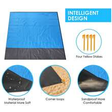 Couverture de plage surdimensionnée et étanche, tapis de plage pliable et imperméable avec poche, portable et léger pour pique-nique, plage de sable, pique-nique en extérieur. Couverture de plage étanche et résistante au sable, idéale pour les pique-niques, les voyages, le camping et la randonnée. Profitez de la plage sans le désordre, couverture de pique-nique