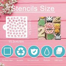 12pcs Cookie Stencils For Baking Royal Icing Leaf Stencil Airbrush Flower Hibiscus Vine Rose Stencil Templates For Cake Stencils Decorating Buttercream - White - View 2