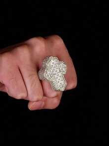 1pc Men's Hip Hop Style Cubic Zirconia Inlaid Triangle & Rectangular Shaped Pendant Necklace, Genuine Silver Plated - Silver - View 4