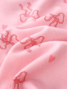 2 件套女童装，夏季休闲甜美粉色蝴蝶结印花露肩盖袖连体衣搭配高腰内裤，柔软透气面料适合女婴日常外出 - 粉色 - 查看 10
