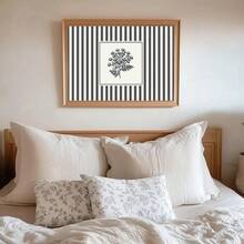 1 件无框/带框复古条纹植物花卉海报帆布印刷简约复古花卉农舍装饰艺术墙面装饰乡村画适用于客厅、卧室、公寓、现代家居装饰 - 彩色 - 查看 3