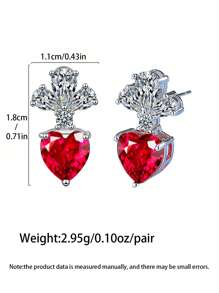 1 Pair, Minimalist Summer European & American Gift, Fashion Zirconia Heart-Shaped Gem Stud Earrings, Suitable For Women's Holiday Decoration And Wearing