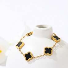 Lucky Clover Bracelet For Women Men Girls Boys 18K Gold  Link Bracelets Adjustable Plated Jewelry Wedding Christmas Birthday Best Gifts - 彩色 - 查看 3