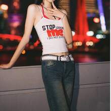 1 件美式风格时尚休闲铆钉简约百搭女士腰带夏季、学校秋季、秋季、万圣节