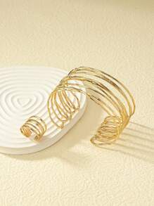 1 Set Stylish, Elegant Versatile Geometric Bracelet And Ring