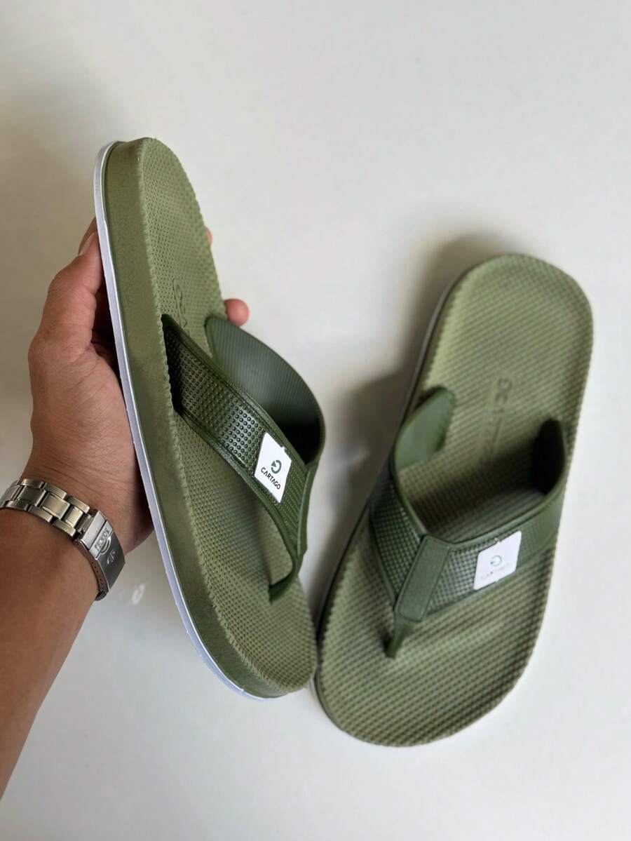 Men's Extremely Soft Adult Flip Flops - xanh quân đội - Xem 1
