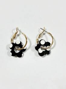 1 paire de boucles d'oreilles pendantes en acrylique style boho élégant avec fleurs, adaptées pour une tenue décontractée ou en cadeau, bijoux polyvalents | Design floral | Boucles d'oreilles en acrylique, boucles d'oreilles originales