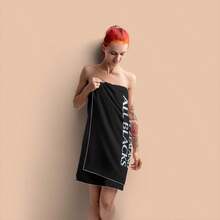 1 条装全黑队（新西兰橄榄球队）经典银蕨标志印花大号，速干、柔软、超强吸水沙滩巾，适合游泳、沐浴、旅行、野餐、露营。可机洗户外毛巾，适合男士、女士、男孩和女孩，沙滩必备 - 黑色 - 查看 7