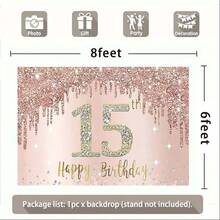 Decoración para el 15º cumpleaños, pancarta con fondo fotográfico para fiesta de los 15 años, fondo de fotografía del dulce 15 cumpleaños - Rosa - Ver 5