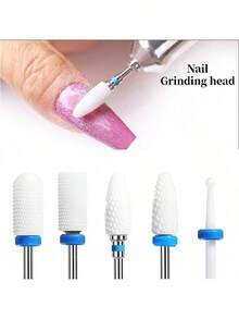 5pcs/Set Ceramic Tungsten Carbide Nail Drill Bit Rotate Burr Milling Nail Cutter Bits Electric Drill Machine For Manicure Pedicure Tools - Multicolor - View 2