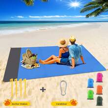 Couverture de plage surdimensionnée et étanche, tapis de plage pliable et imperméable avec poche, portable et léger pour pique-nique, plage de sable, pique-nique en extérieur. Couverture de plage étanche et résistante au sable, idéale pour les pique-niques, les voyages, le camping et la randonnée. Profitez de la plage sans le désordre, couverture de pique-nique