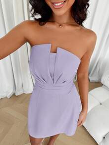 Vestido de tubo elegante y de unicolor para mujeres - Morado - Ver 5