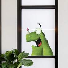 卡通恐龙乙烯基窗贴，创意设计窗贴，适用于窗户、汽车、卡车、摩托车、玻璃、墙壁，自粘耐用，易撕易贴，可移除
