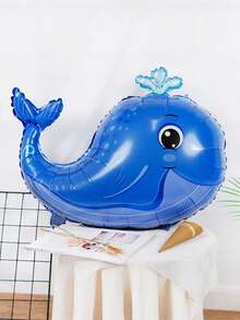 5pcs Blue Whale Theme Balloon Set, Including Blue 0-9 Number Foil Balloons, Blue Star And Blue Whale Balloons, Suitable For Boy Or Girl Birthday Decoration, Baby Shower, Ocean Theme - Multicolor - View 4
