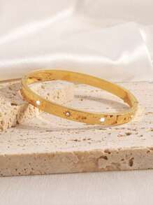 1 Piece 18K Gold-Plated Stainless Steel Bracelet, Unisex Adjustable Bracelet, Waterproof Jewelry Gift For Daily Wear, Party, Music Festival, Party Accessories, Delicate Style, Crystal Embellishment