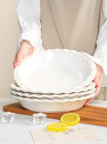 1 Peça Prato Cerâmico Minimalista, Design de Borda Em Relevo, Opções de Prato Redondo/Prato Bottom com Borda, Adequado para Casa/Restaurante, Prato de Jantar, Prato de Sopa, Prato de Salada