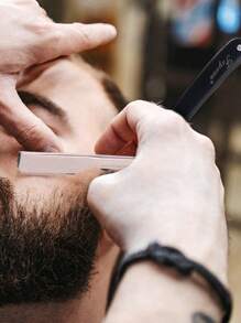 1pc Stainless Steel Men's Manual Thumb Shaving Razor With Razor Stand, New Model Shaver Kit With Double-Edged Folding Razor Blade For Shaving, Trimming