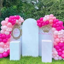 124件粉色气球拱门套装，蜜桃色和浅粉色乳胶气球，高品质乳胶气球，尺寸包括18英寸、10英寸和5英寸，适用于生日、婚礼、新娘送礼会、毕业典礼、周年纪念、洗礼、夏季主题派对、背景装饰、花园装饰、家居及户外装饰、摄影、嘉年华、婴儿派对、母亲节等场合。 - 粉色 - 查看 7