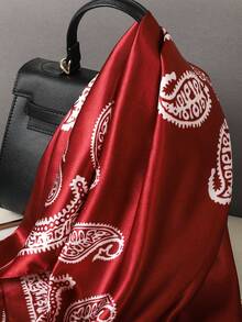 1 buc eșarfă la modă pentru femei cu șal imprimat retro, bandană pentru femei, accesoriu frumos în stil pentru rochie - Burgundia - Vizualizare 3