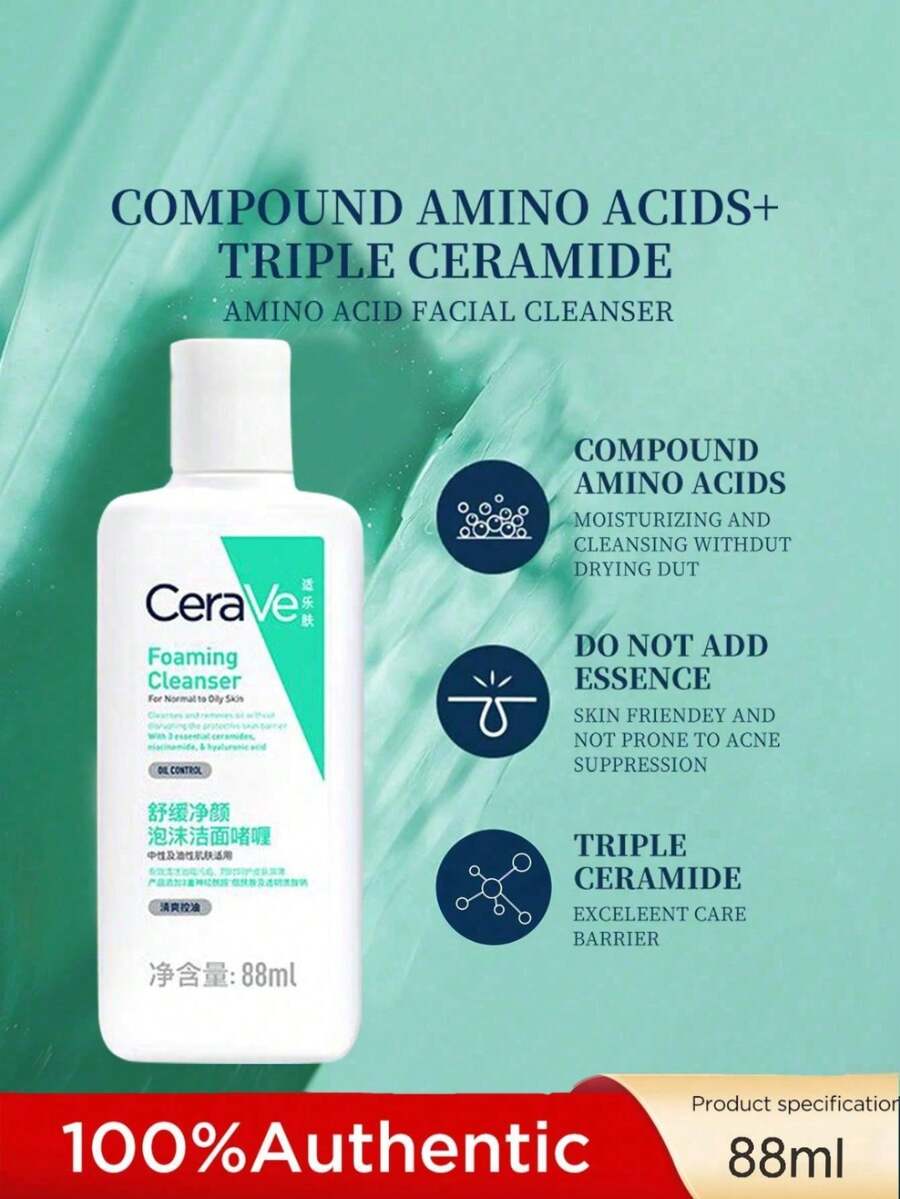 CeraVe Aminosyra Mild Skummande Ansiktstvätt, Känslig Hud, Barriäråterställande Rengöring - 88 ml - Visa 1