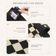 Cartera de mujer a cuadros pequeña, con cierre y bolsillo de cremallera, monedero con ventana para identificación, monedero pequeño lindo, cartera de hombre, cartera pequeña, cartera linda - Multicolor - Ver 11