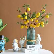 1 pièce Branche artificielle de citron de 60 cm à 5 têtes, en matériau PE, plante artificielle, fleurs artificielles, décoration pour la Fête des Mères, décoration de saison de mariage, centre de table, plante artificielle, décoration de chambre, de bureau, de jardin, décoration de fête, de dortoir scolaire, de bureau