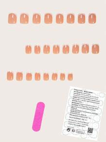 Atualize instantaneamente seu visual com 24 peças de unhas postiças de formato quadrado curto. Conjunto de unhas falsas de cobertura total em rosa francês clássico minimalista. O conjunto inclui 1 Peça folha de adesivos e 1 Peça mini lixa para mulheres e meninas. Use diariamente no escritório. Unhas falsas com cola de gel jelly são enviadas aleatoriamente