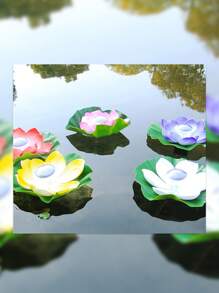 Lumières flottantes pour étang extérieur imperméables, lumières de fleurs de lotus solaires, lumières de jardin - associées à des lumières de feuille de lotus souhaitant pour une villa de cour, illuminées par énergie solaire pour créer une atmosphère onirique et poétique de paysage aquatique de cour